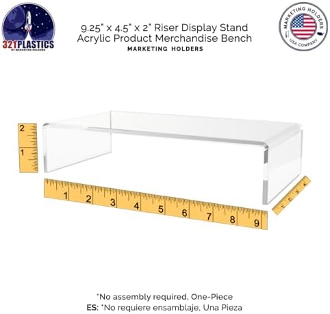 Marketing Holders 4 Pack Acrylic Riser Display Stand Rectangular Clear Showcase for Collectibles