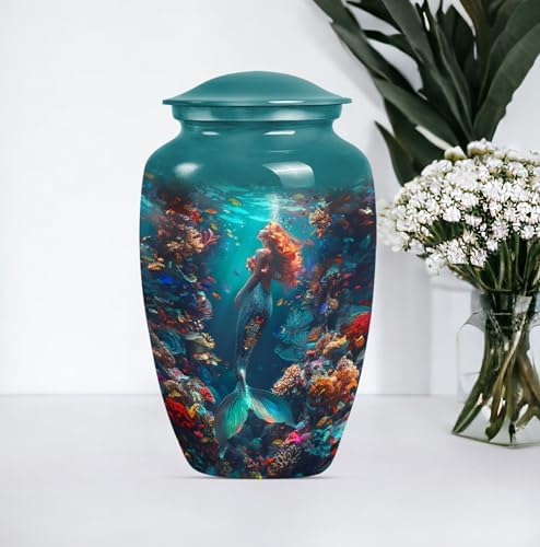 Mermaid Kingdom Cremation Urn - 10 Inch Decorative Ash Urn