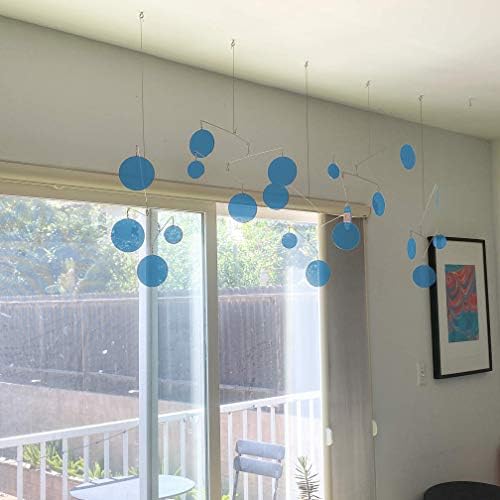Modern Clear Blue Kinetic Art Mobile for Home and Office