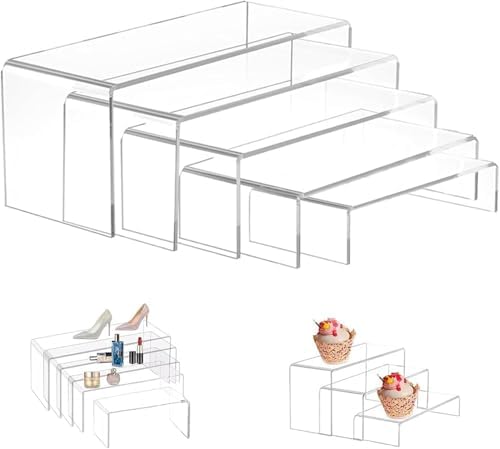 5Pcs Acrylic Risers Display Stands for Showcasing Items