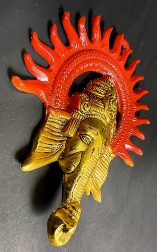 Ganesha Wall Hanging Decor 8 Inch Brass Sculpture
