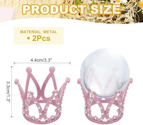 Uxcell 2pcs Metal Crystal Ball Display Stand Pink 17 Diameter
