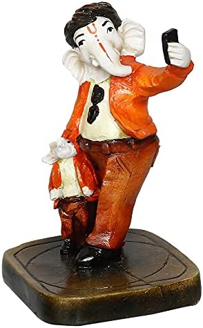 Handcrafted Polyresin Lord Ganesha Selfie Idol Decor Showpiece