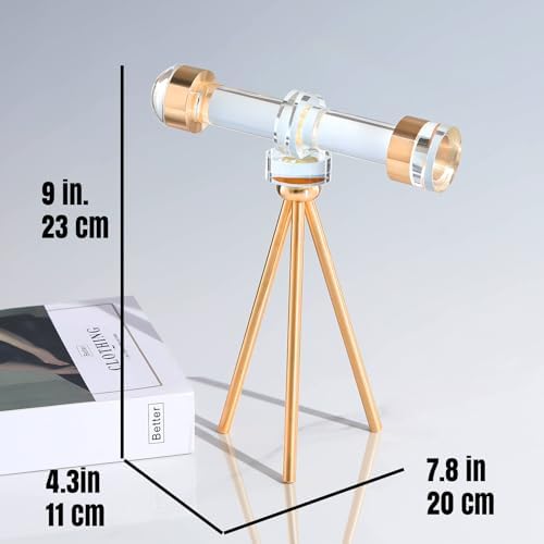 Modern Handmade Crystal Telescope with Brass Bracket