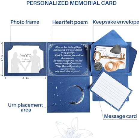 Blue Urn Mini Memorial Gift Set with Memory Frame and Sympathy Card