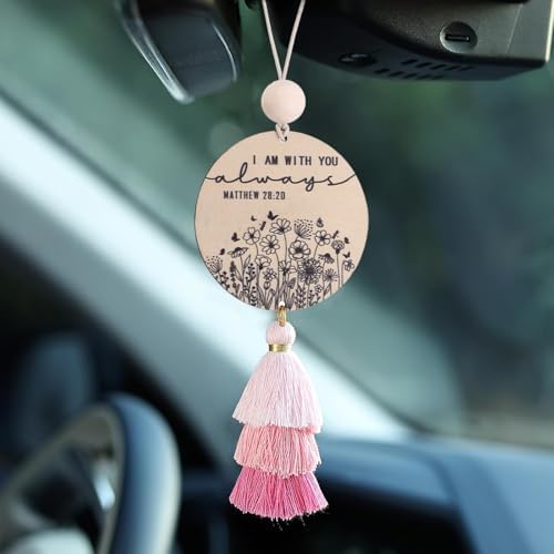 Christian Car Charm with Tassel - Pink