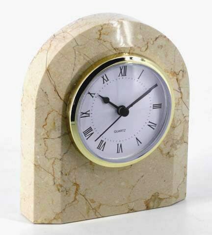 KhanImports Beige Marble Urn Clock 1 Cubic Inch