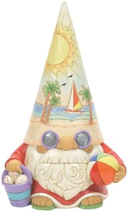 Heartwood Creek Coastal Gnome Figurine with Beachball and Sunset