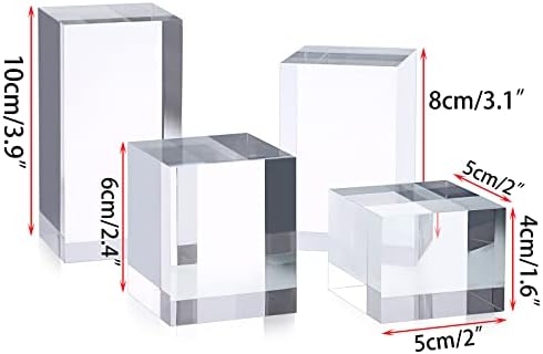 Hipiwe 4PCS Acrylic Risers Display Stand for Jewelry Figurines and Collectibles