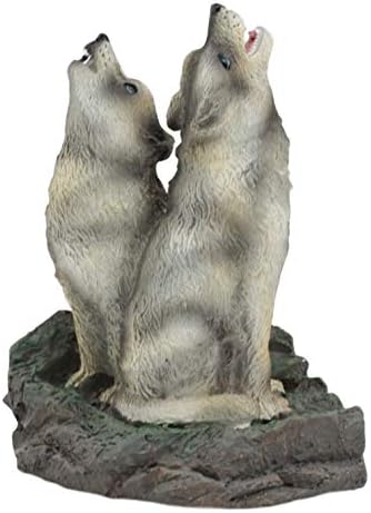 Ebros Howling Twin Gray Wolves Incense Burner Figurine