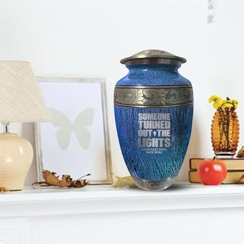 Personalized Cremation Urn with Funny Engraving 200 Cu Inch Blue