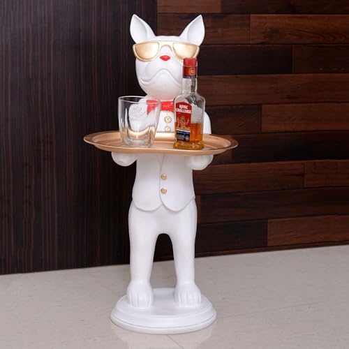Cool Dog Statue with Plate for Home Decor