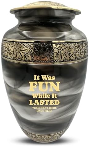 Custom Cremation Urn with Engraved Name and Quotes - Witty Design in Gold Suzesta Series 200 Cuin Capacity
