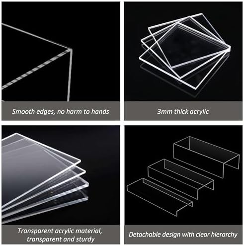 3pcs Square Acrylic Display Risers for Collectibles and Decor