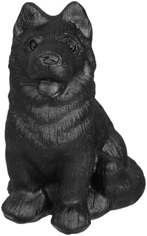 Hand-Carved Black Obsidian German Shepherd Dog Statue