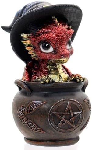 Mini Dragon Figurine with Witch Hat - Fantasy Decor Statue