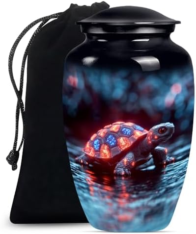 Blue Turtle Urn Large Cremation Urn for Human Ashes 10 Inch Set of 1