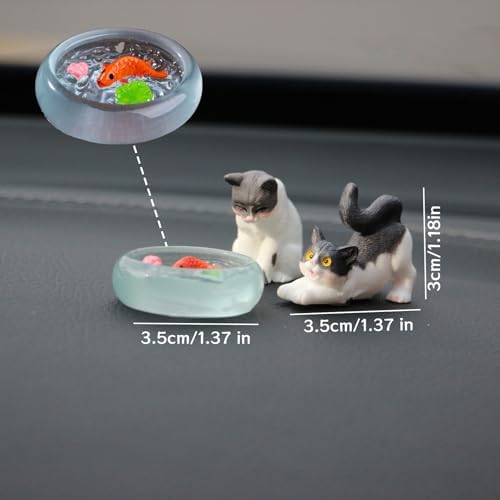 Cute Cat and Fishbowl Car Dashboard Decorations