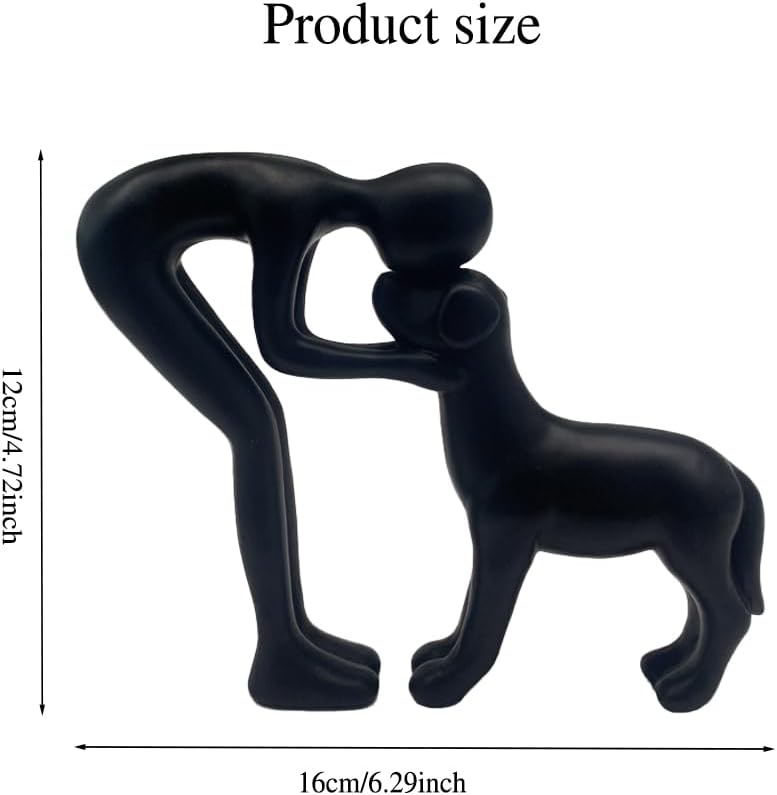 Human and Dog Statue Home Decor Cute Pet Sculpture