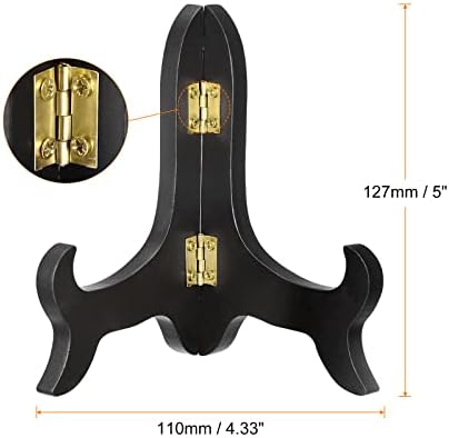 Uxcell 5 Inch Easel Plate Holder Black Folding Display Stand for Decorative Picture Frame