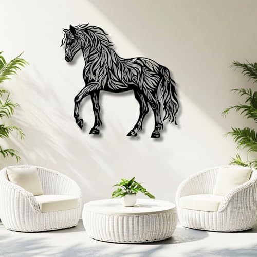Flewfar Horse Wall Art Metal Steed Sculpture 19x19 Inch Unframed Decor