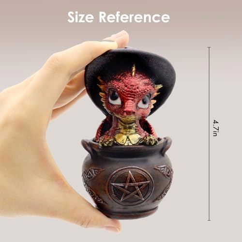 Mini Dragon Figurine with Witch Hat - Fantasy Decor Statue