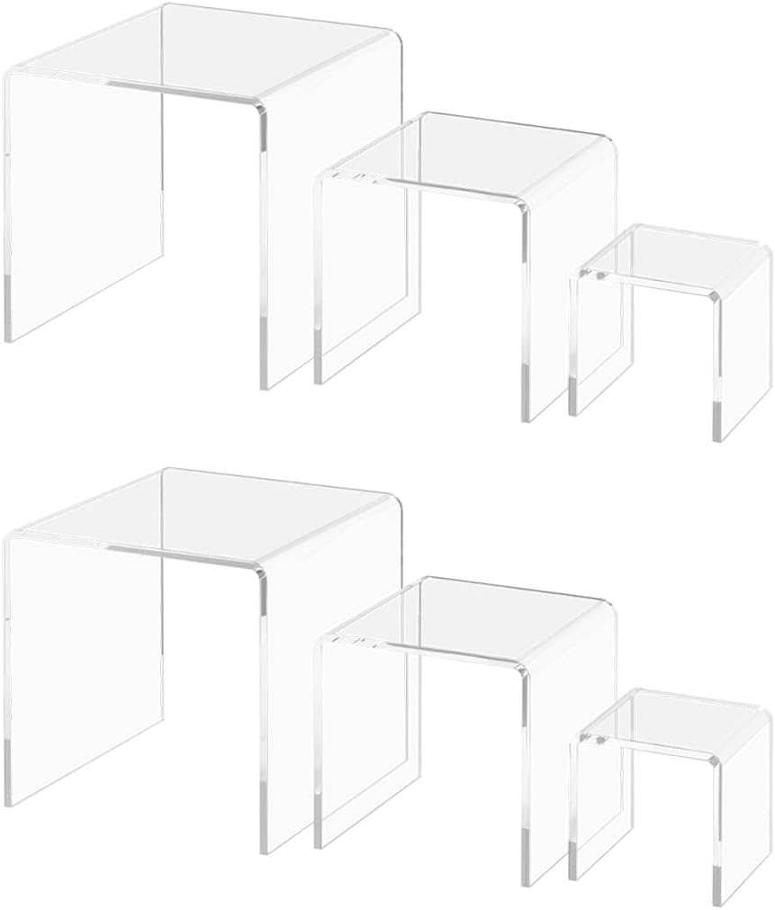 2 Pack Acrylic Riser Display Stands for Jewelry Collectibles