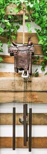 Ebros Gift Farm Country Rustic Horse Saddle Wind Chime
