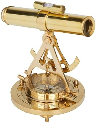 Deco 79 Brass Metal Telescope with Compass Base