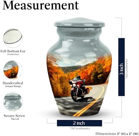 Elegant Motorcycle Urn 3 Inch Cremation Keepsake for Ashes