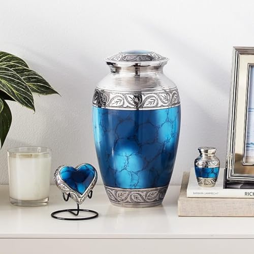 Grecian Blue Decorative Urns Set