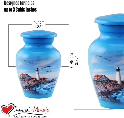 Lighthouse Keepsake Urn for Ashes - Mini Cremation Urn with Premium Case and Bag