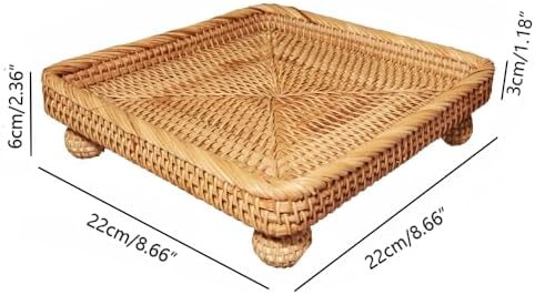 i-lan 9 Inch Square Rattan Riser Tray for Display