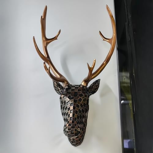 Deer Head Wall Decor Sculpture in Brown
