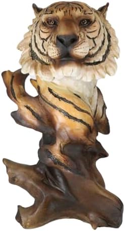 Ebros Gift Faux Wood Bengal Tiger Bust Statue 11 Inch Tall Decorative Figurine