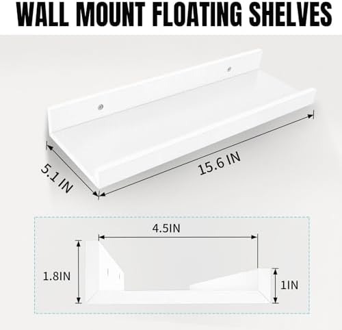 LaVie Home Floating Shelves Set of 4 White 156 Inch Wall Storage