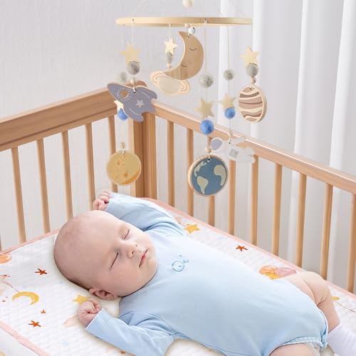 Cute Space Themed Crib Mobile with 360 Rotation