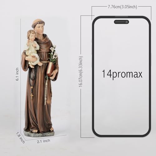 BC Catholic St Anthony Statue 6 Inch Renaissance Sculpture