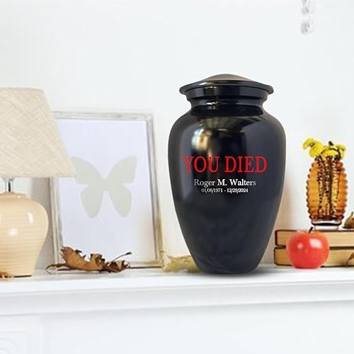 Personalized Gaming Cremation Urn with Custom Name and Date Black 200 Lbs Capacity