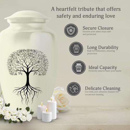 Tree Of Life Urns For Human Ashes - 10 Inch Large Cremation Urn With Velvet Bag