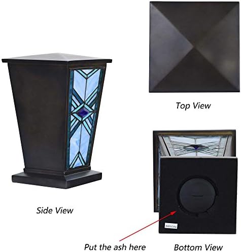 Bieye CU001 Stained Glass Cremation Urn Blue 7x11