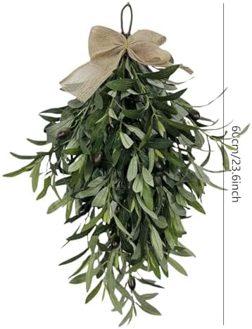 60cm Artificial Olive Teardrop Swag Wreath Decor