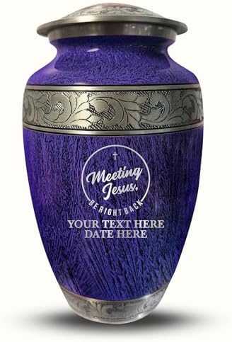 Personalized Large Adult Cremation Urn with Funny Design and Name - Purple Silver Inlay 200 cu Inch