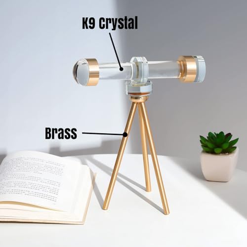 Modern Handmade Crystal Telescope with Brass Bracket