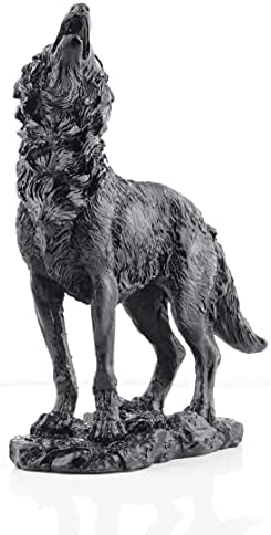 Black Howling Wolf Statue Home Decor Figurine