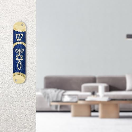 MrMrKura Blue Mezuzah with Scroll Door Decor