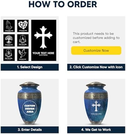 Personalized Cremation Urn with Funny Engraving 200 Cu Inch Blue