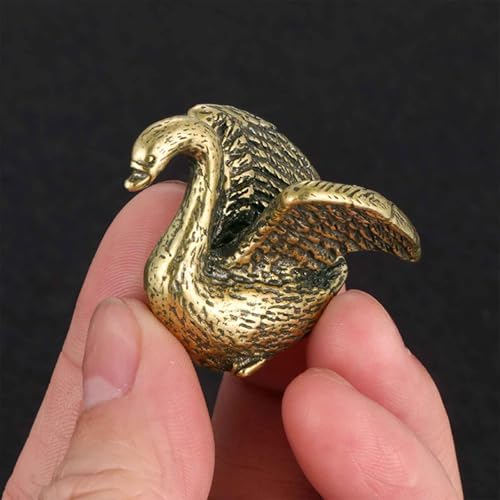 SnowOwl 3PCS Vintage Brass Gold Bird Swan Decorations Statues