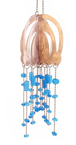 Handmade Copper Jellyfish Mobile with Aqua Blue Glass Beads 1
