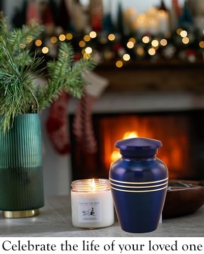 Immortal Memories Serenity Mini Urn for Ashes - Cobalt Blue Velvet Bag